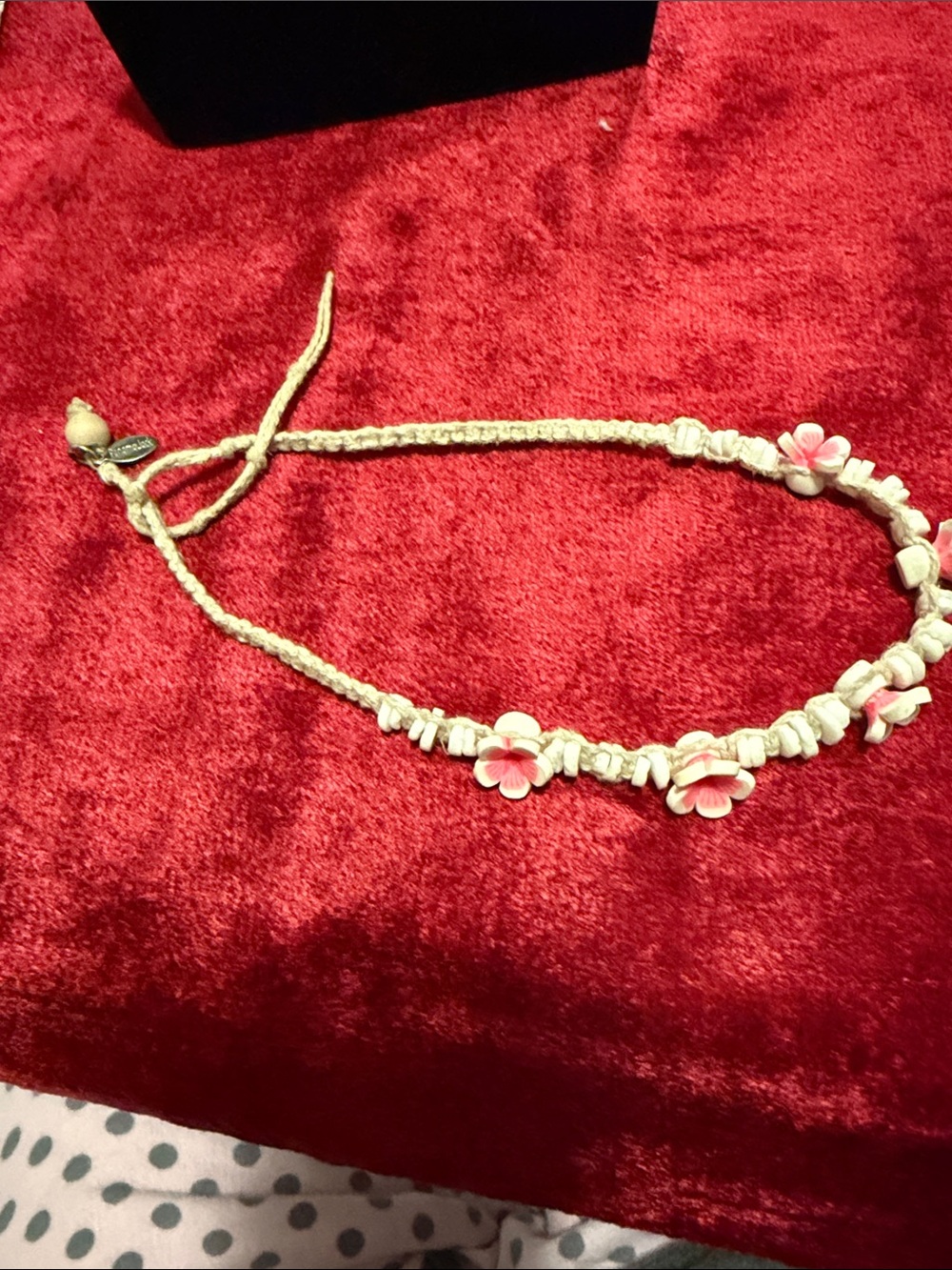 Panama Jack Pink Shell Flower Braided ankle bracelet